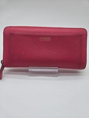 Coach Pink Zip Around Long Continental Wallet Front Pocket Organizer